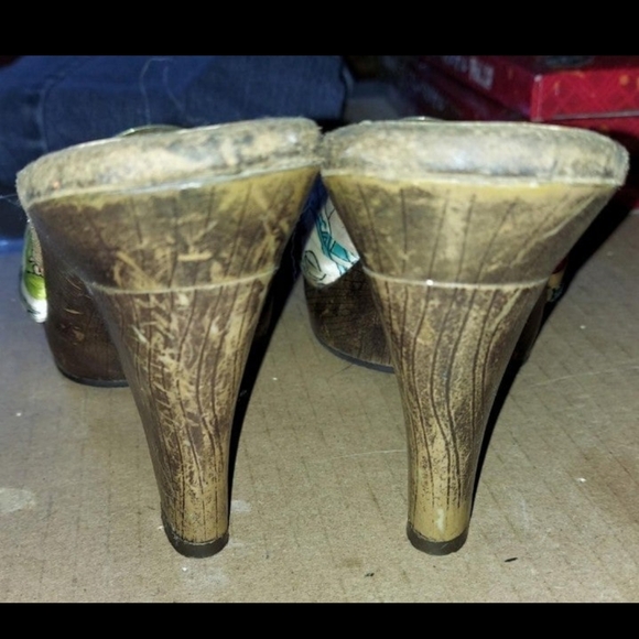 O ring paisley band wood accent platform high heels - Picture 5 of 6